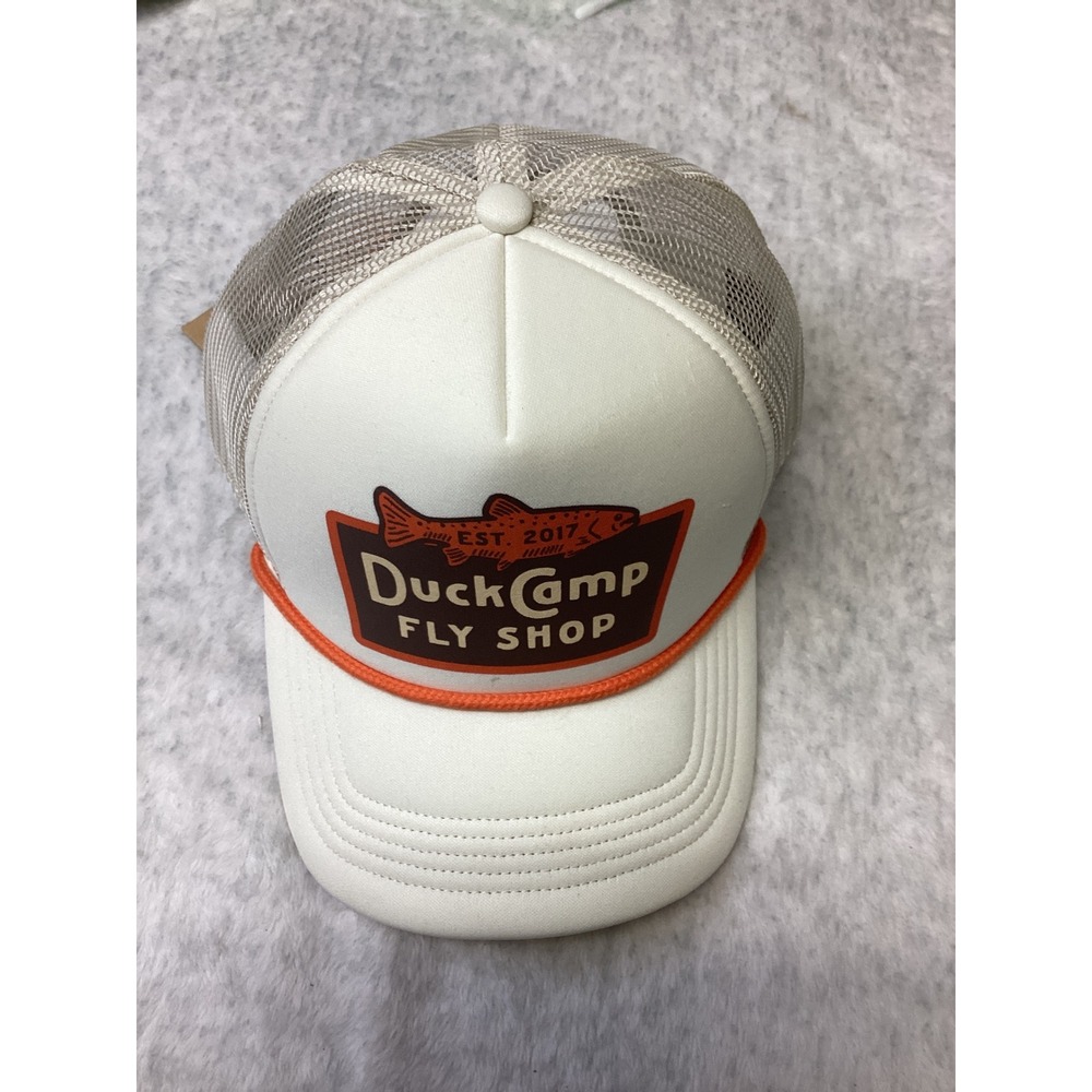 Duck Camp Fly Shop Retro Trucker Hat Birch White Orange RT2612 OS NEW